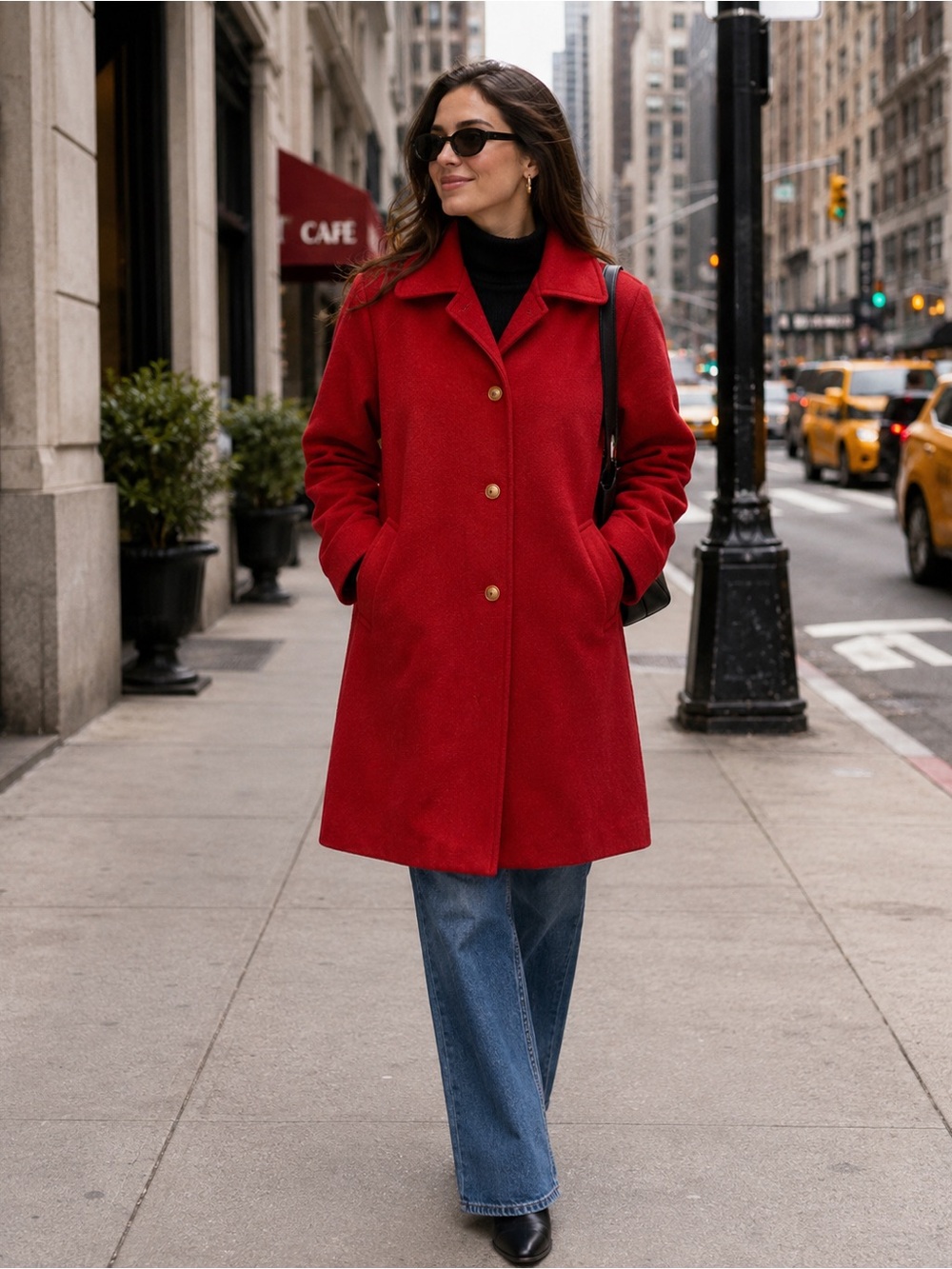 Classic Red Women's swing coat